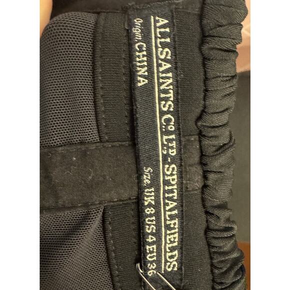 All Saints Dress 4 LBD Little Black Statement Dress Balloon Skirt Drape Front - Picture 6 of 7